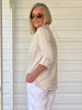 Ruffle Hem Linen Shirt - Natural