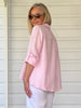 Ruffle Hem Linen Shirt - Pale Pink