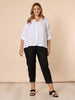 Sarah Linen Pleat Hem Pant - Black