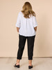 Sarah Linen Pleat Hem Pant - Black