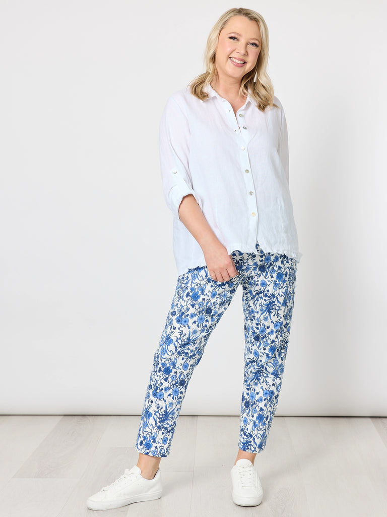 Alexandria Floral Print Pant - Blue/White