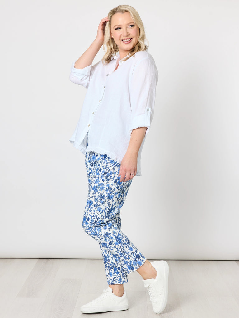 Alexandria Floral Print Pant - Blue/White