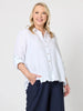 Ruffle Hem Linen Shirt - White