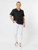 Tiffany Ruffle Linen Shirt - Black
