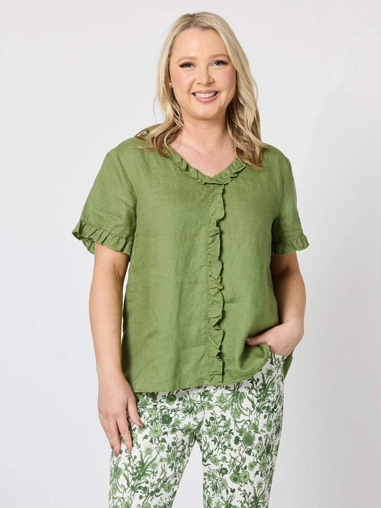 Tiffany Short Sleeve Top - Basil