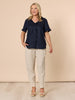 Sarah Linen Pleat Hem Pant - Natural GORDON SMITH
