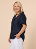 Tiffany Short Sleeve Linen Top - Navy GORDON SMITH