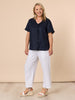 Tiffany Short Sleeve Linen Top - Navy GORDON SMITH