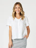 Tiffany Short Sleeve Linen Top - White