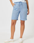 Blue Cross Dyed Linen Shorts - Denim