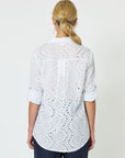 Broderie Lace Cotton Shirt - White