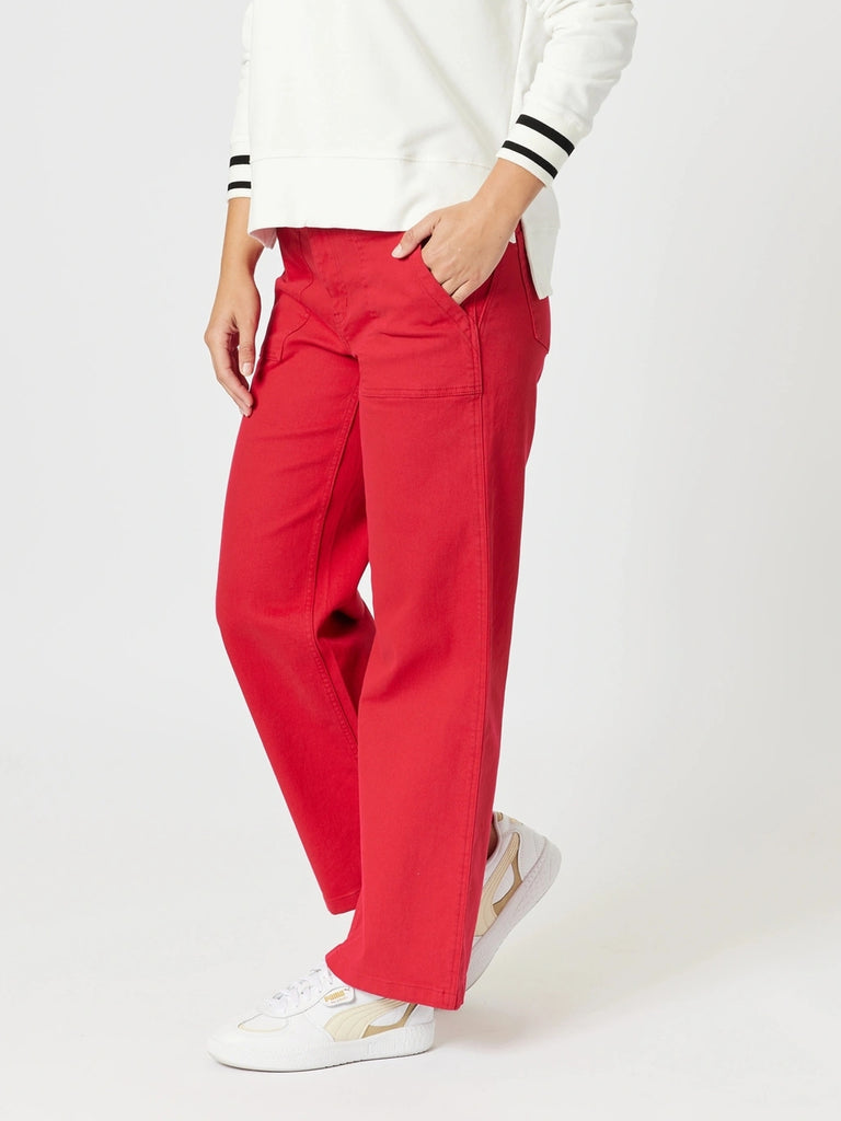 Gordon Smith Hudson High Rise Wide Leg Jean - Red