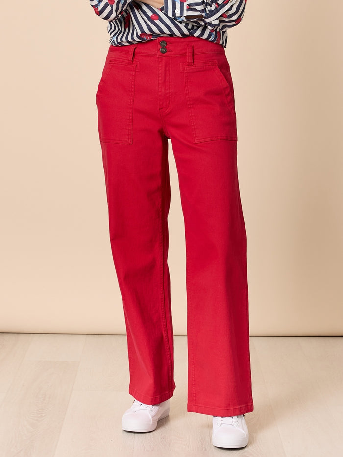 Hudson High Rise Wide Leg Jean - Red