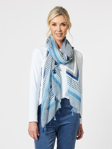 Tile Print Scarf - Blue