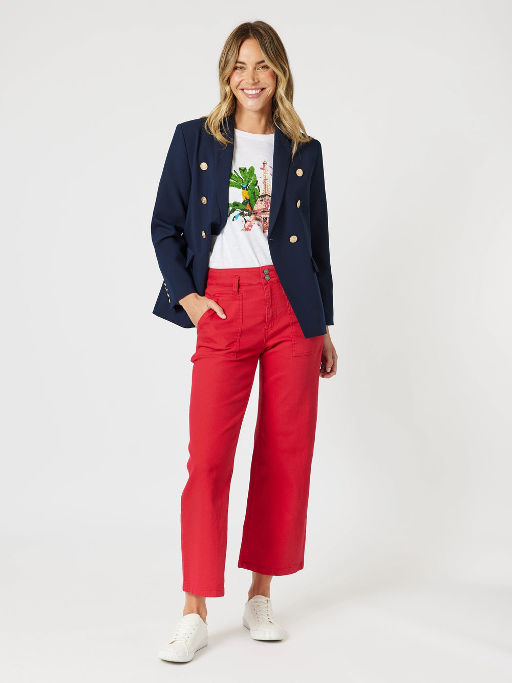 Gordon Smith Hudson High Rise Wide Leg Jean - Red