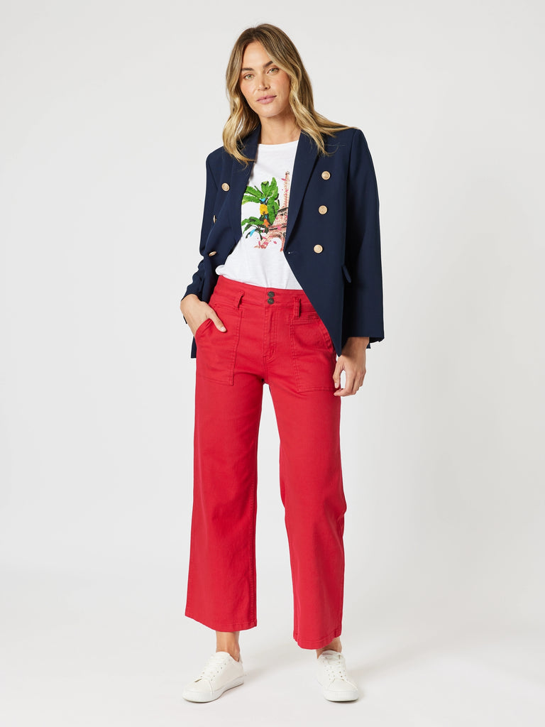 Gordon Smith Hudson High Rise Wide Leg Jean - Red