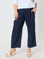 Lara Linen Wide Leg Pant - Navy