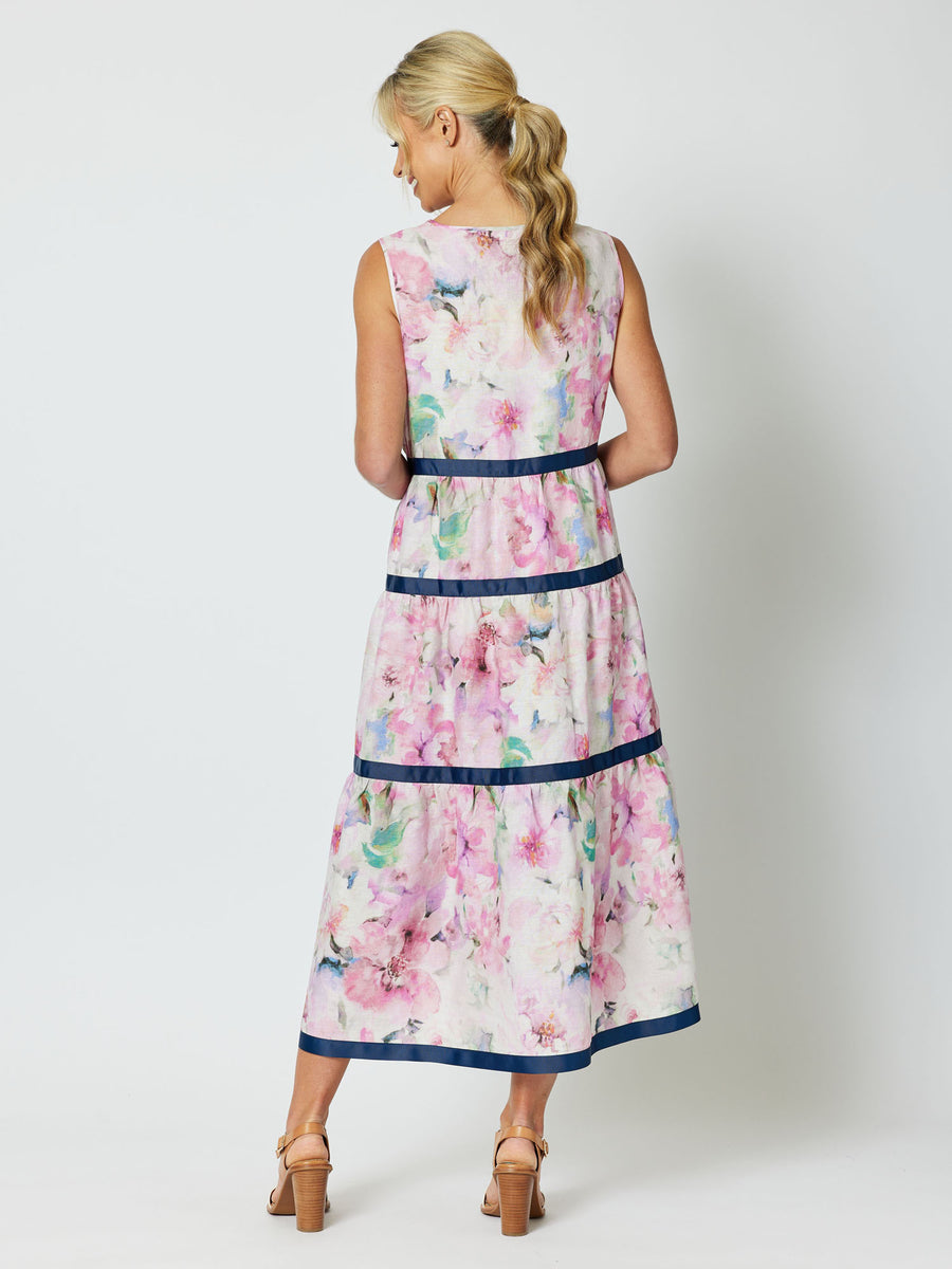 Rosebay Linen Tiered Dress - Multi