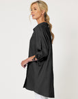 Hollie Linen Longline Shirt - Black