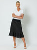 Piccolo Linen Jersey Waist Flute Hem Skirt - Black