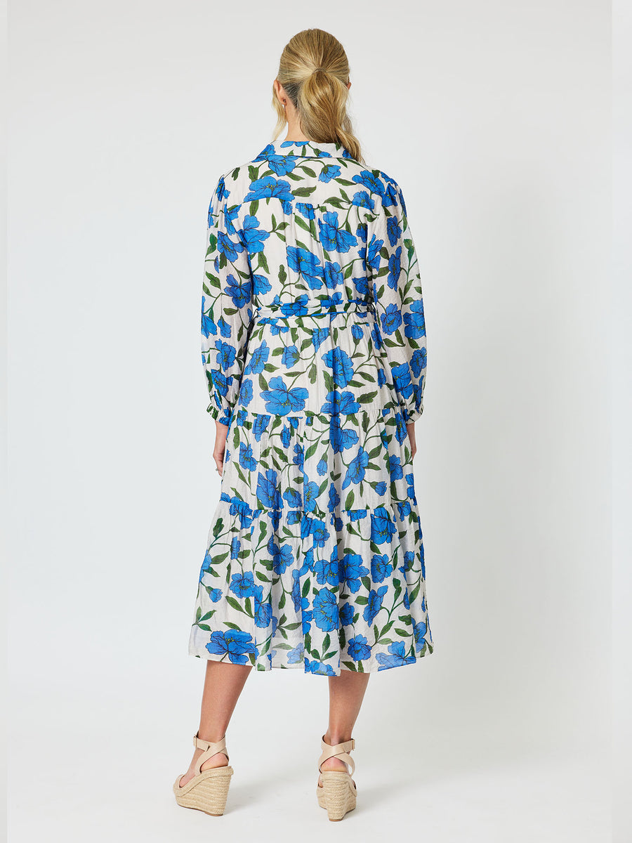 Eden Floral Print Dress - Cobalt