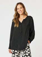 Luxe Nehru Top - Black