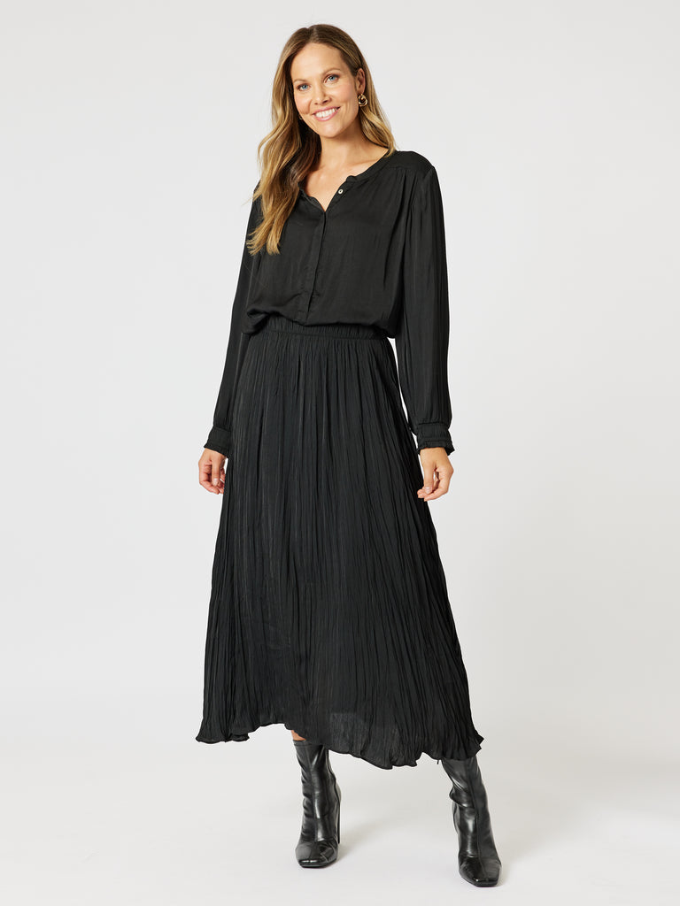 Luxe Nehru Top -Black