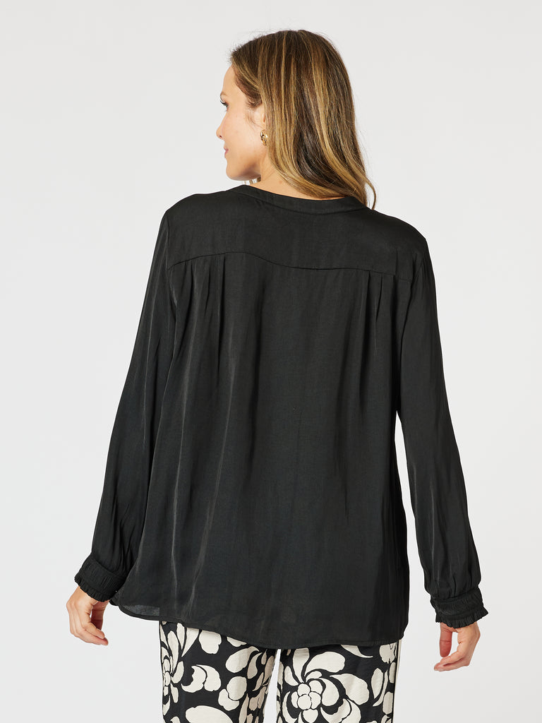 Luxe Nehru Top -Black