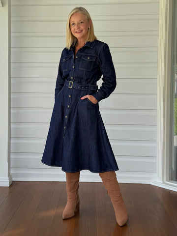 Cape Town Denim Button Dress - Denim