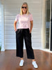 Lara Linen Wide Leg Pant - Black