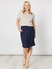 Stitch Hem Detail Skirt - Navy