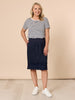 Mimi Ruffle Hem Linen Skirt - Navy GORDON SMITH