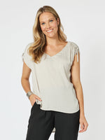 Lux Ruche V-neck Top - Champagne