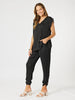 Luxe Ruche Tie Pant  - Black