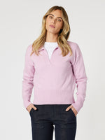 Newport V Neck Knit Jumper - Pink