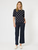 Ascot Spot Top - Navy/White