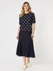 Ascot Spot Top - Navy/White