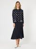 Ascot Spot Top - Navy/White