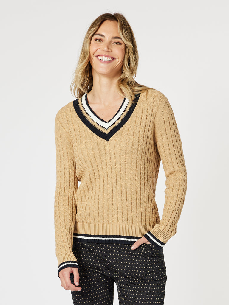 Oxford Cable Knit Jumper - Caramel