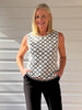 Clover Print Sleeveless Knit Top - Ivory/Black