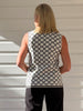 Clover Print Sleeveless Knit Top - Ivory/Black