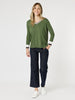 Harvard V Neck Jumper - Khaki