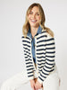 Cape Town Stripe Print Cardigan - Navy/Ivory - Gordon Smith