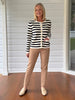 Cape Town Stripe Print Cardigan - Navy/Ivory