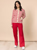 Cape Town Stripe Print Cardigan - Red Ivory