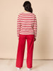 Cape Town Stripe Print Cardigan - Red Ivory