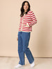 Cape Town Stripe Print Cardigan - Red Ivory