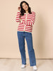 Cape Town Stripe Print Cardigan - Red Ivory