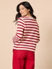 Cape Town Stripe Print Cardigan - Red Ivory