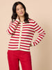 Cape Town Stripe Print Cardigan - Red Ivory